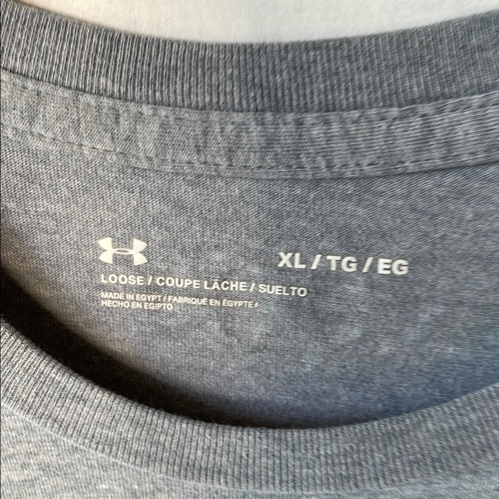 Under Armour Men's Size XL Gray and Blue Short Sleeve Tee Cotton - Picture 2 of 5